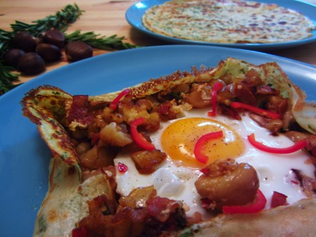 Chestnut and rosemary pancakes